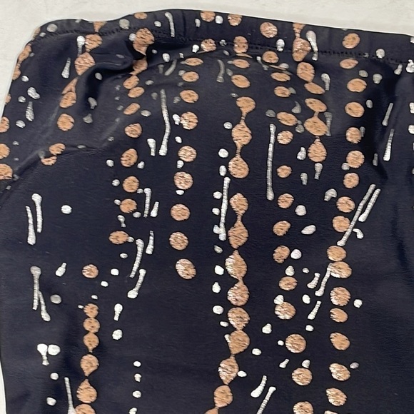 LADY Gottex Black Copper Silver Dot Splatter Pattern Bandeau Swimsuit Size 12 - Picture 3 of 11